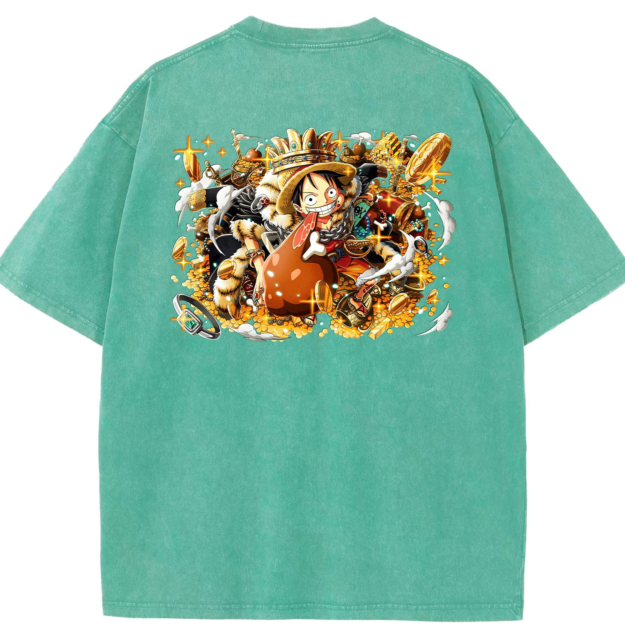 ワンピース モンキー・D・ルフィ ONE PIECE Monkey D. Luffy 綿100% ヴィンテージ風 半袖Tシャツ（背面プリント）
